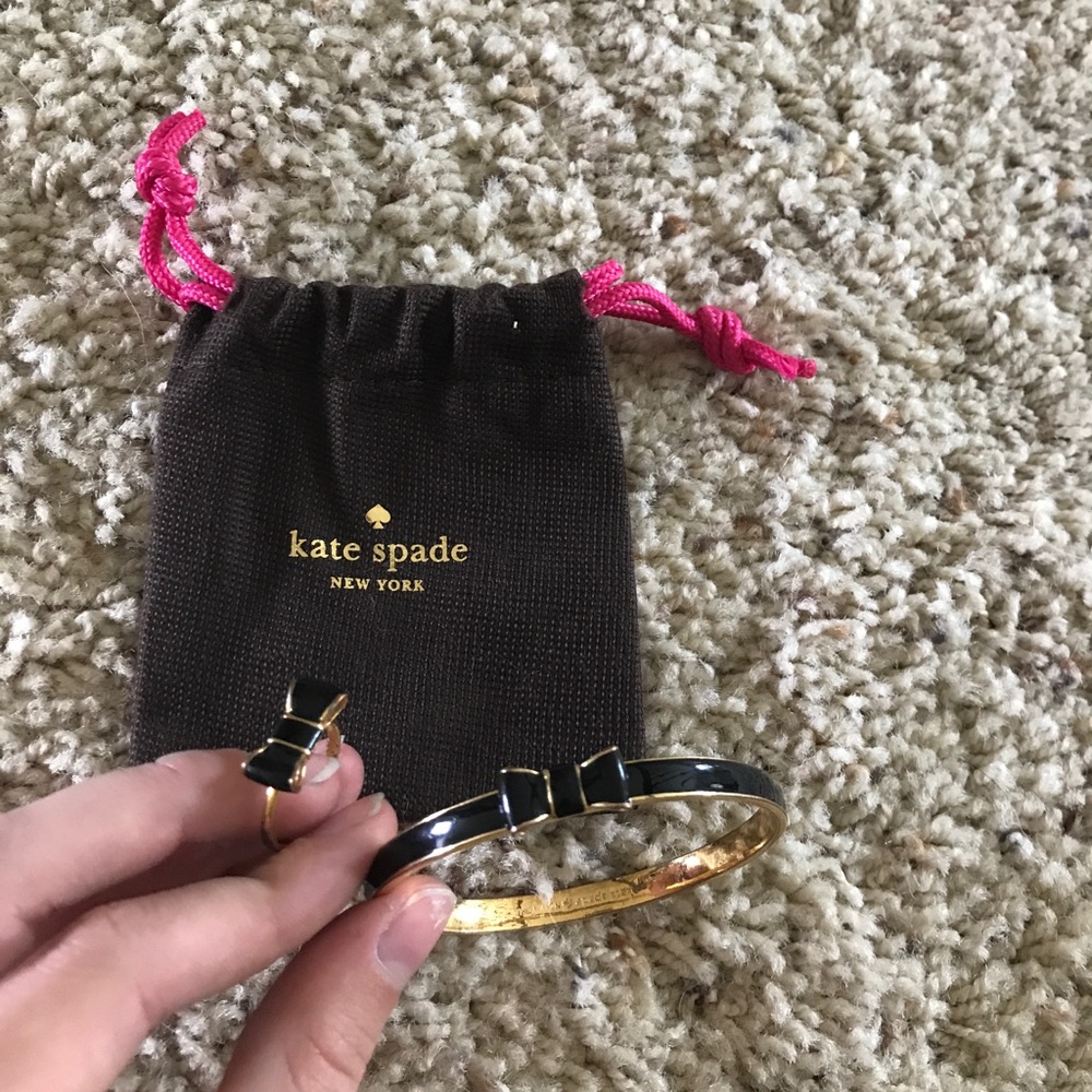 KATE SPADE black bow bangle & matching ring